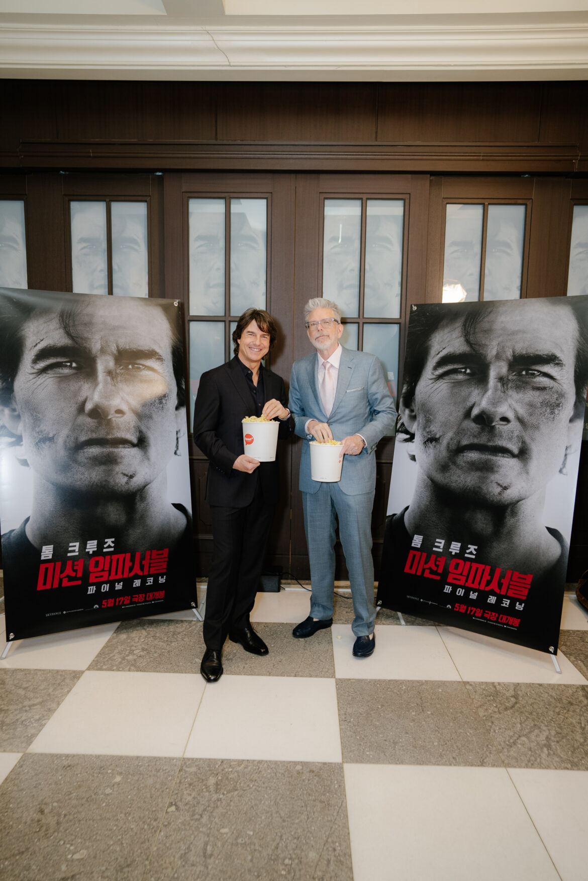 Tom Cruise and Christopher McQuarrie outside the cinema at the Seoul red carpet premiere of Mission: Impossible – The Final Reckoning on May 8. | Photo from Paramount Pictures Tom Cruise and Christopher McQuarrie outside the cinema at the Seoul red carpet premiere of Mission: Impossible - The Final Reckoning on May 8. | Photo from Paramount Pictures