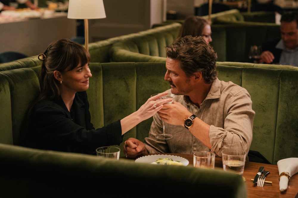 Dakota Johnson and Pedro Pascal (Harry) on a date in "The Materialists" | Photo courtesy of Columbia Pictures
