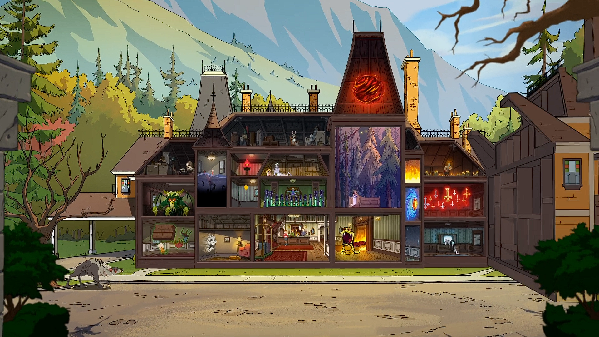 Dollhouse-like version of the Haunted Hotel | Image from Netflix