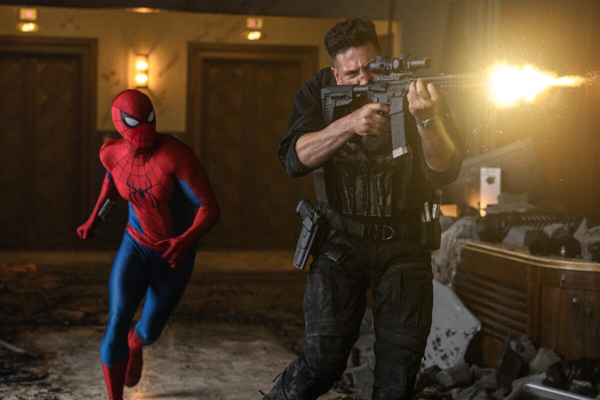 Their conflicting moral codes make Spider-Man and the Punisher’s first team-up both hilarious and surprisingly heartfelt. | Still from Sony Pictures